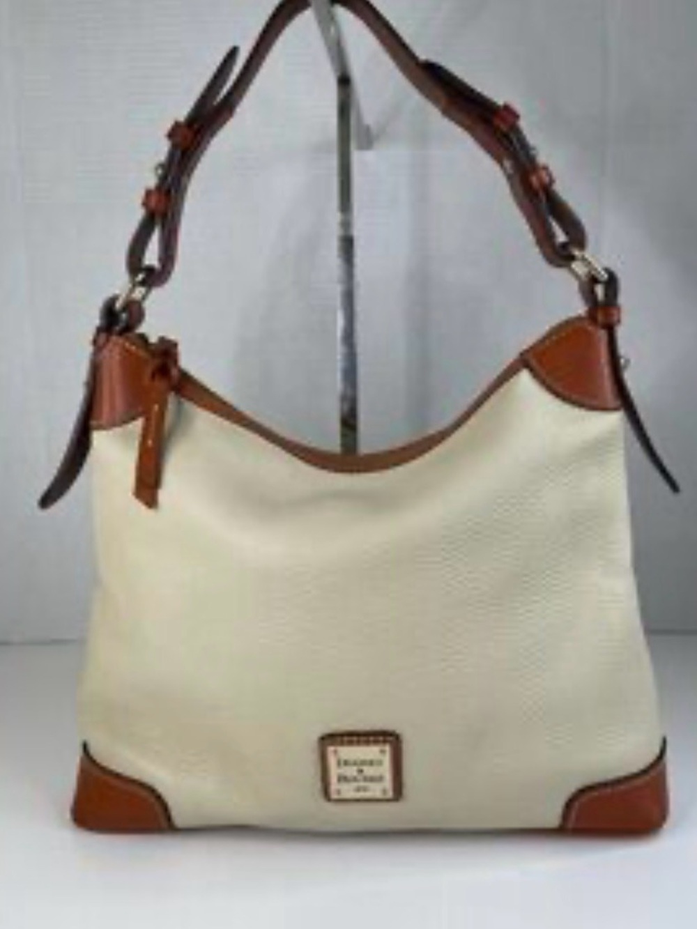 Dooney & Bourke Cream with Brown Leather Trim Shoulder Bag